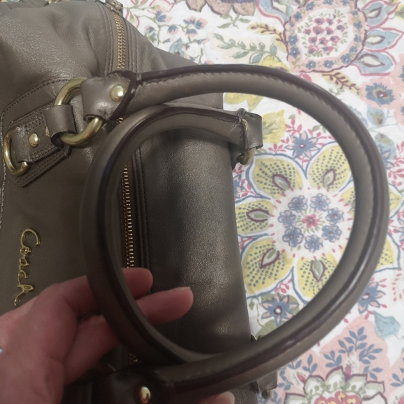 Coach Ashley Convertible Leather Satchel Handbag Shoulder Bag Pewter Metallic - Picture 13 of 15